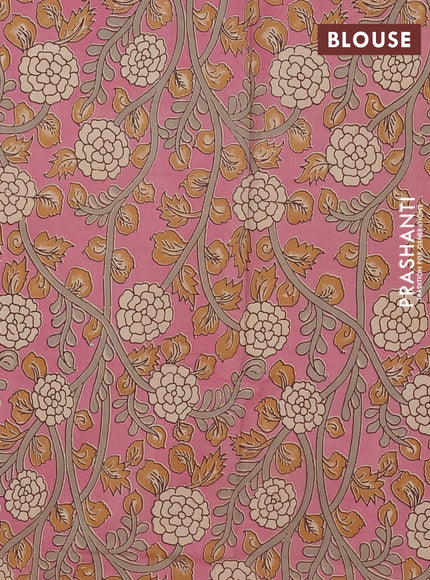 Mangalagiri cotton saree mustard yellow and mauve pink with plain body and rettapet zari woven kalamkari border