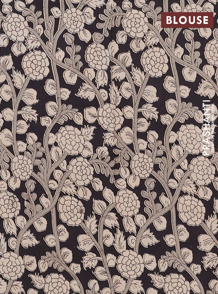 Mangalagiri cotton saree purple and black with plain body and rettapet zari woven kalamkari border