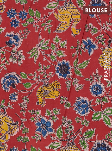 Mangalagiri cotton saree light green and maroon with plain body and rettapet zari woven kalamkari border