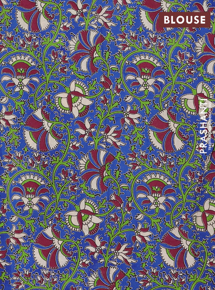 Mangalagiri cotton saree dark peach and blue with plain body and rettapet zari woven kalamkari border