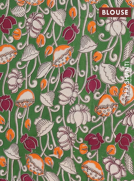Mangalagiri cotton saree purple and green with plain body and rettapet zari woven kalamkari border
