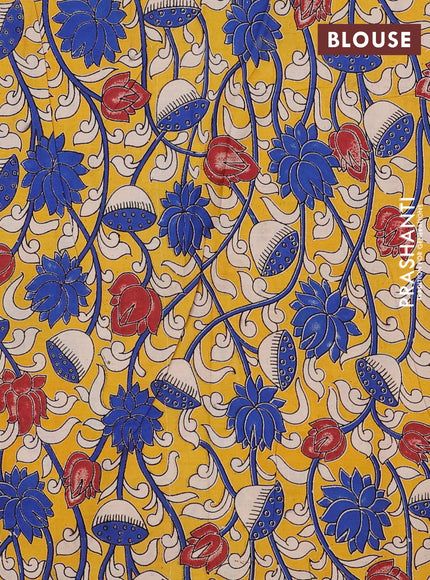 Mangalagiri cotton saree lavender and yellow with plain body and rettapet zari woven kalamkari border