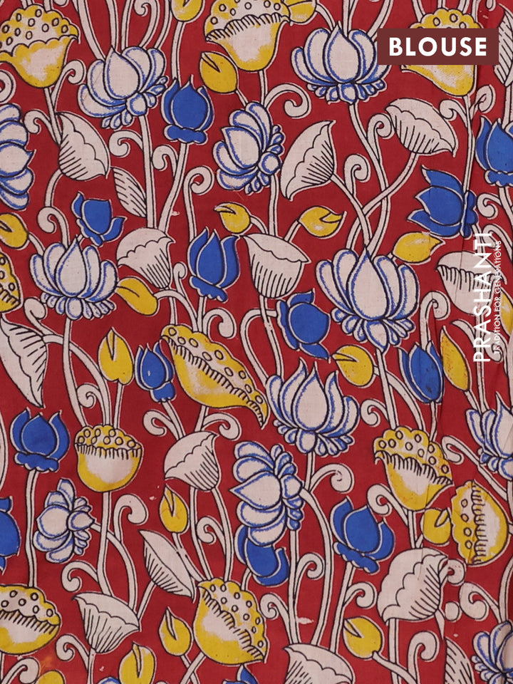 Mangalagiri cotton saree beige and maroon with plain body and rettapet zari woven kalamkari border