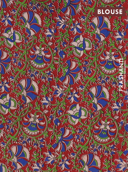 Mangalagiri cotton saree violet and maroon with plain body and rettapet zari woven kalamkari border