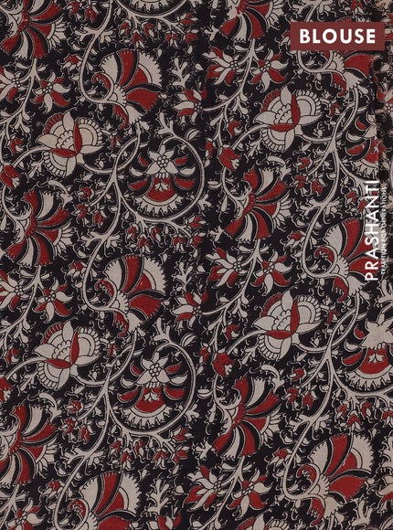 Mangalagiri cotton saree purple and black with plain body and rettapet zari woven kalamkari border
