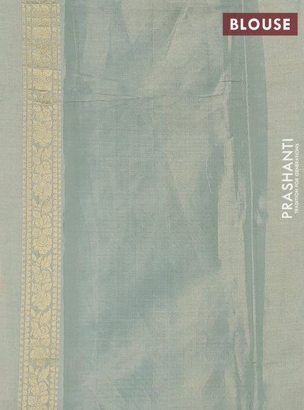 Banarasi tissue uppada silk saree pastel blue with allover zari weaves and zari woven border