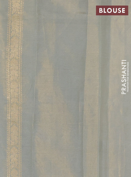 Banarasi tissue uppada silk saree cream and pastel blue with allover zari weaves and zari woven border