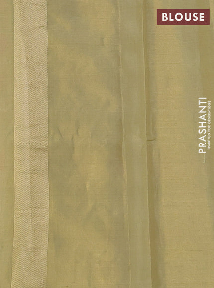Banarasi tissue uppada silk saree pista green with allover thread & zari geometric weaves and zari woven border