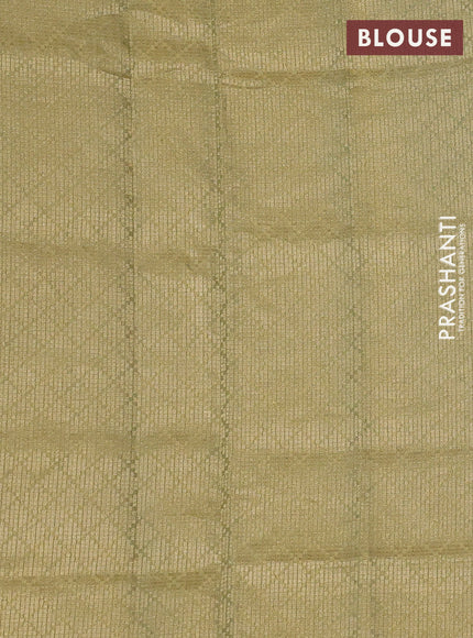 Banarasi tissue uppada silk saree pista green with allover thread & zari zig zag weaves and zari woven border