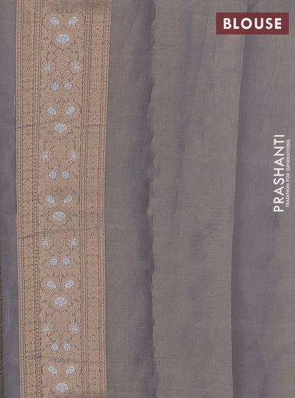 Banarasi tissue uppada silk saree pastel grey with allover thread & zari floral weaves and zari woven border