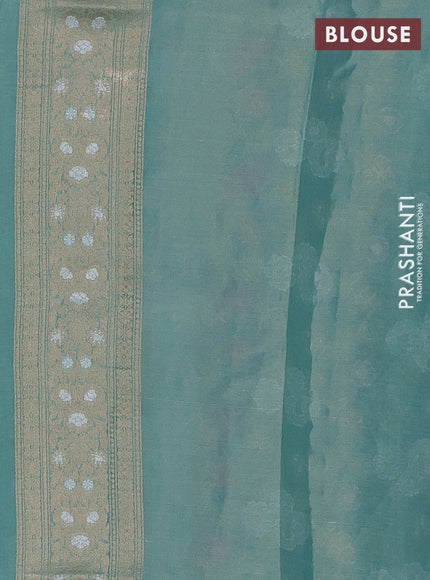Banarasi tissue uppada silk saree light blue with allover thread & zari floral weaves and zari woven border