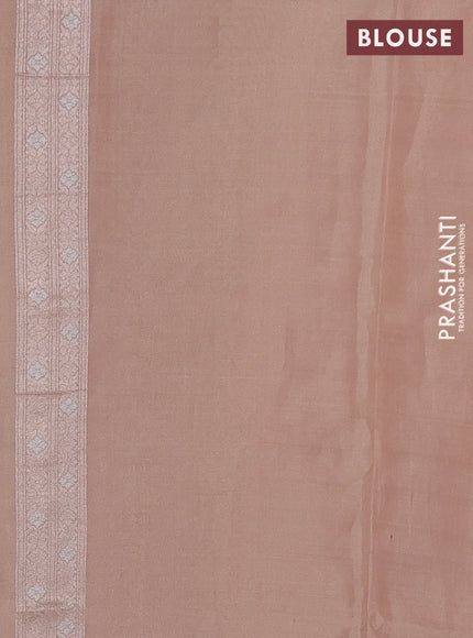 Banarasi tissue uppada silk saree beige and mauve pink with allover thread & zari floral weaves and zari woven border
