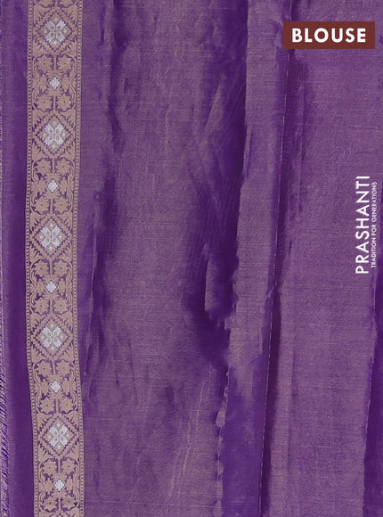 Banarasi tissue uppada silk saree violet and pink with allover thread & zari floral weaves and zari woven border