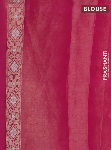 Banarasi tissue uppada silk saree pink with allover thread & zari floral weaves and zari woven border