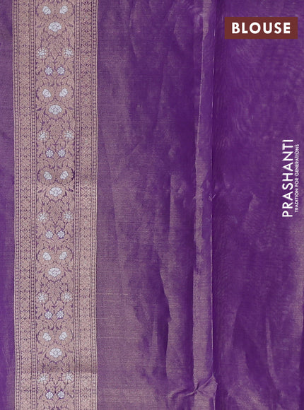 Banarasi tissue uppada silk saree violet with allover thread & zari floral weaves and zari woven border