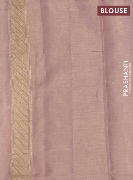Banarasi tissue uppada silk saree mild peach with allover thread & zari floral weaves and zari woven border