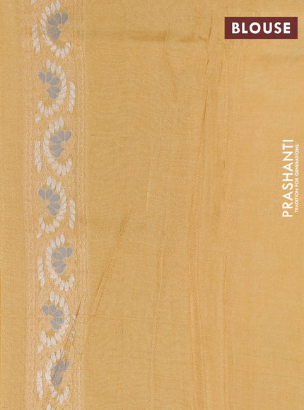 Banarasi tissue uppada silk saree mustard shade with allover thread & zari jamdhani weaves and zari woven border