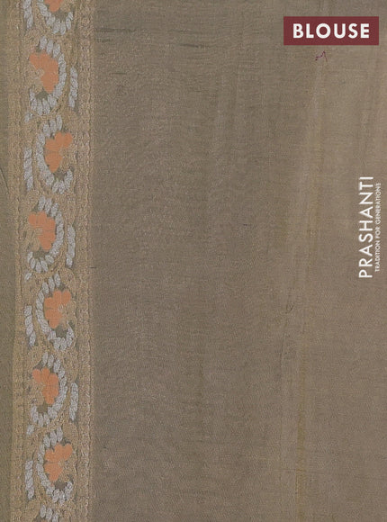 Banarasi tissue uppada silk saree grey with allover thread & zari jamdhani weaves and zari woven border