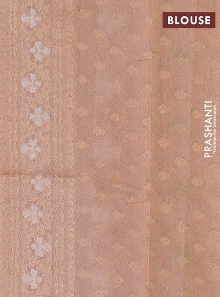 Banarasi tissue uppada silk saree peach orange with allover thread & zari jamdhani weaves and zari woven border