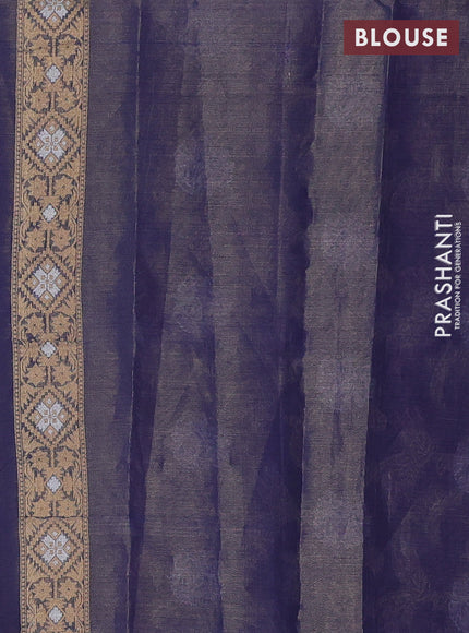 Banarasi tissue uppada silk saree blue with allover thread & zari floral weaves and zari woven border
