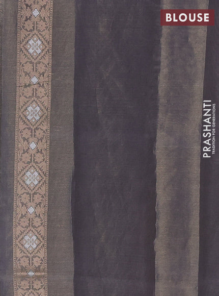 Banarasi tissue uppada silk saree grey and red with allover thread & zari floral weaves and zari woven border