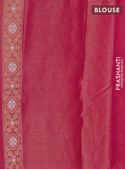 Banarasi tissue uppada silk saree pink with allover thread & zari floral weaves and zari woven border