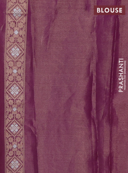 Banarasi tissue uppada silk saree purple and red with allover thread & zari floral weaves and zari woven border