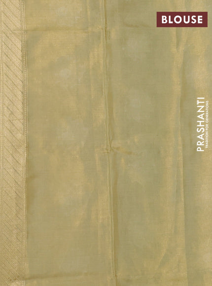 Banarasi tissue uppada silk saree pista green with allover thread & zari floral weaves and zari woven border