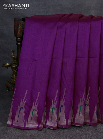Semi paithani saree purple with plain body and paithani pallu