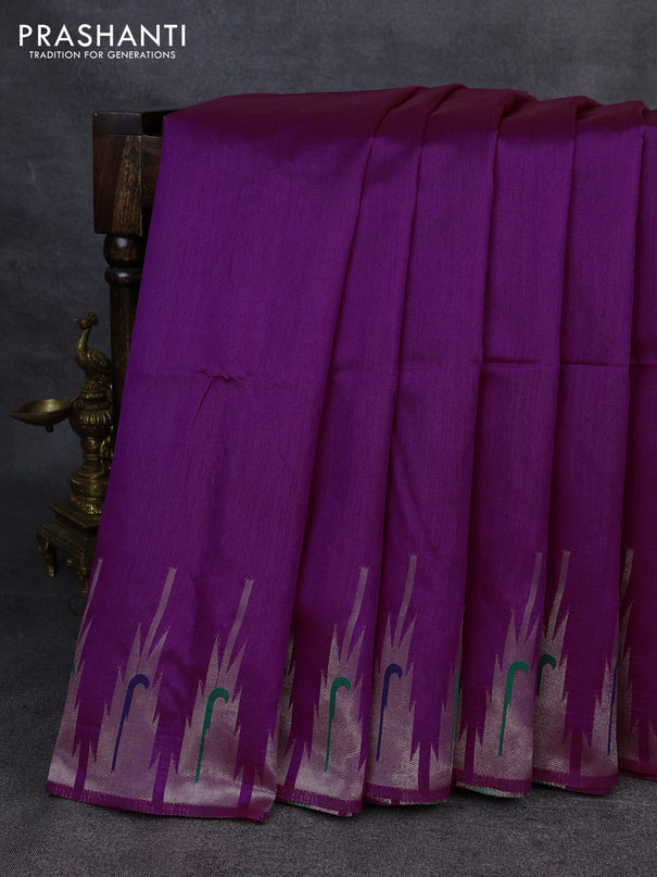 Semi paithani saree purple with plain body and paithani pallu