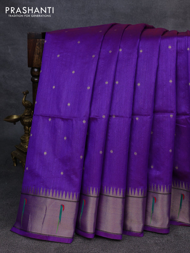 Semi paithani saree purple with allover zari woven buttas and paithani pallu