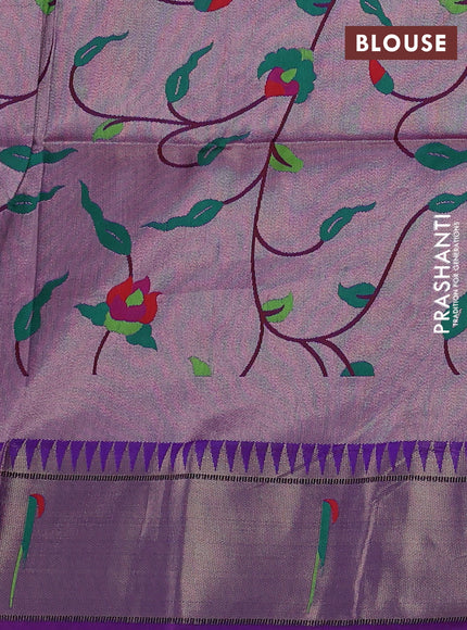 Semi paithani saree purple with allover zari woven buttas and paithani pallu