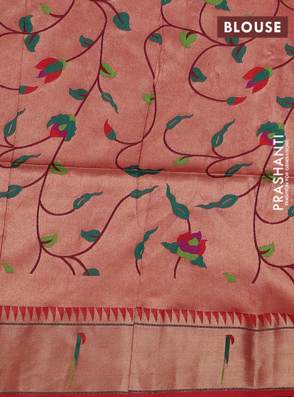 Semi paithani saree red with allover zari woven buttas and paithani pallu