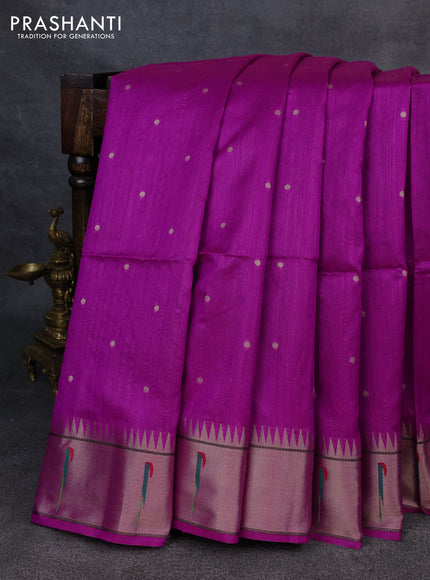 Semi paithani saree purple with allover zari woven buttas and paithani pallu