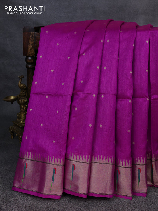 Semi paithani saree purple with allover zari woven buttas and paithani pallu