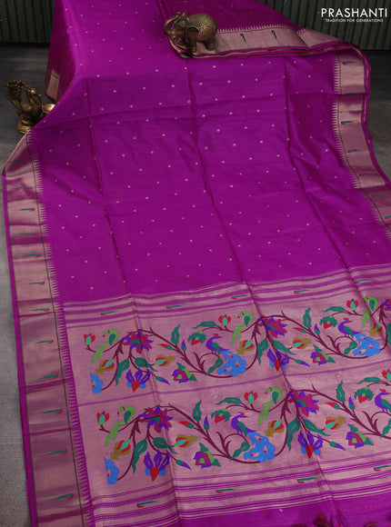 Semi paithani saree purple with allover zari woven buttas and paithani pallu