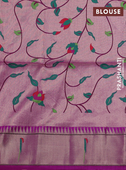 Semi paithani saree purple with allover zari woven buttas and paithani pallu