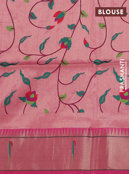 Semi paithani saree pink with allover zari woven buttas and paithani pallu