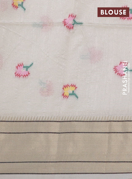 Semi paithani saree off white with allover zari woven buttas and paithani pallu