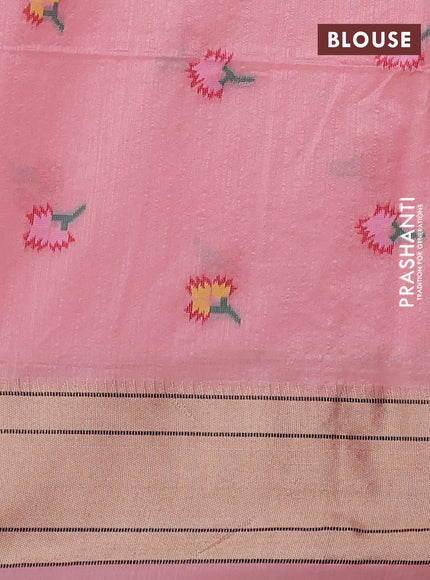 Semi paithani saree peach shade with allover zari woven buttas and paithani pallu
