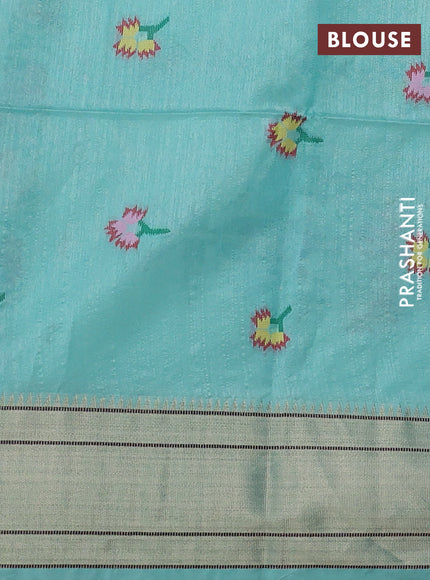 Semi paithani saree teal green with allover zari woven buttas and paithani pallu