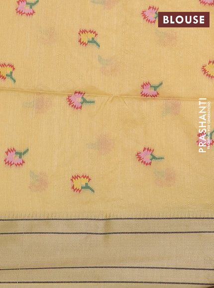 Semi paithani saree pale yellow with allover zari woven buttas and paithani pallu