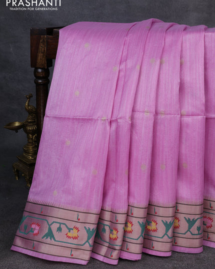 Semi paithani saree light pink with allover zari woven buttas and paithani pallu