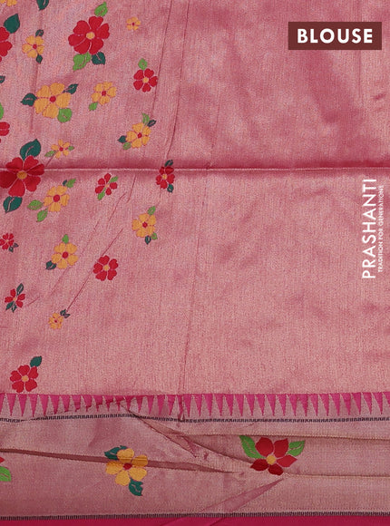 Semi paithani saree pink with allover zari woven buttas and paithani pallu