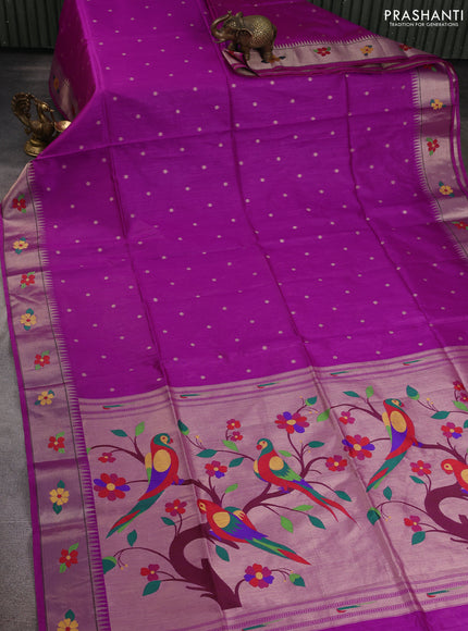 Semi paithani saree purple with allover zari woven buttas and paithani pallu