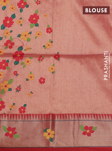 Semi paithani saree red with allover zari woven buttas and paithani pallu