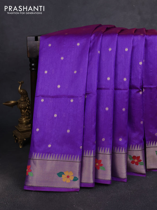 Semi paithani saree deep purple with allover zari woven buttas and paithani pallu