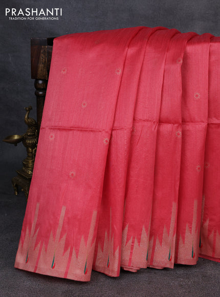 Semi paithani saree red shade with allover zari woven buttas and paithani pallu