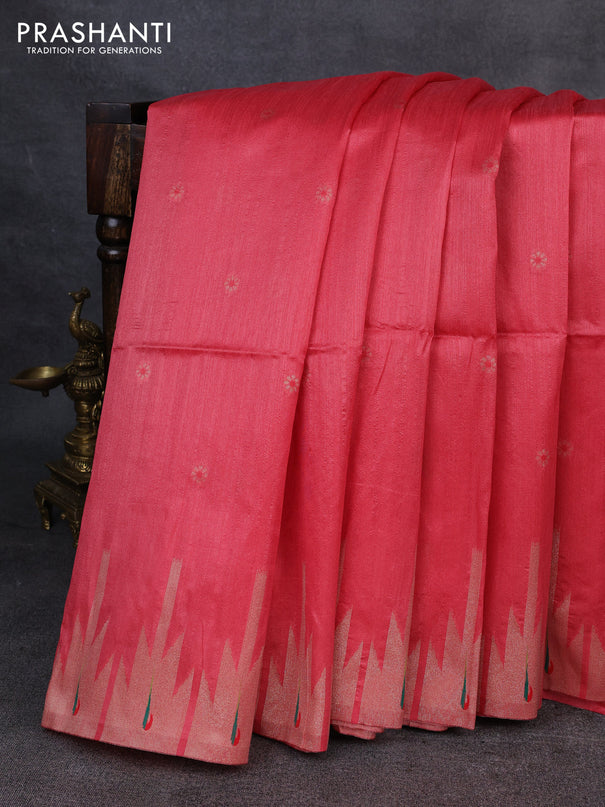 Semi paithani saree red shade with allover zari woven buttas and paithani pallu