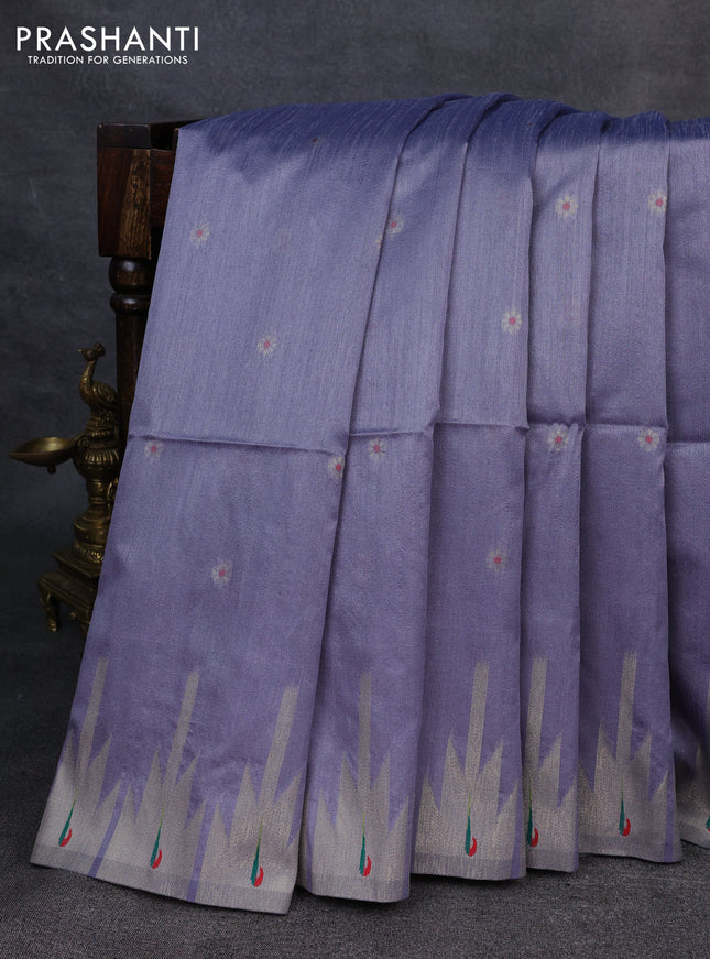 Semi paithani saree grey with allover zari woven buttas and paithani pallu